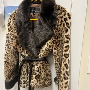 Faux fur leopard jacket by Weatherproof. Size M